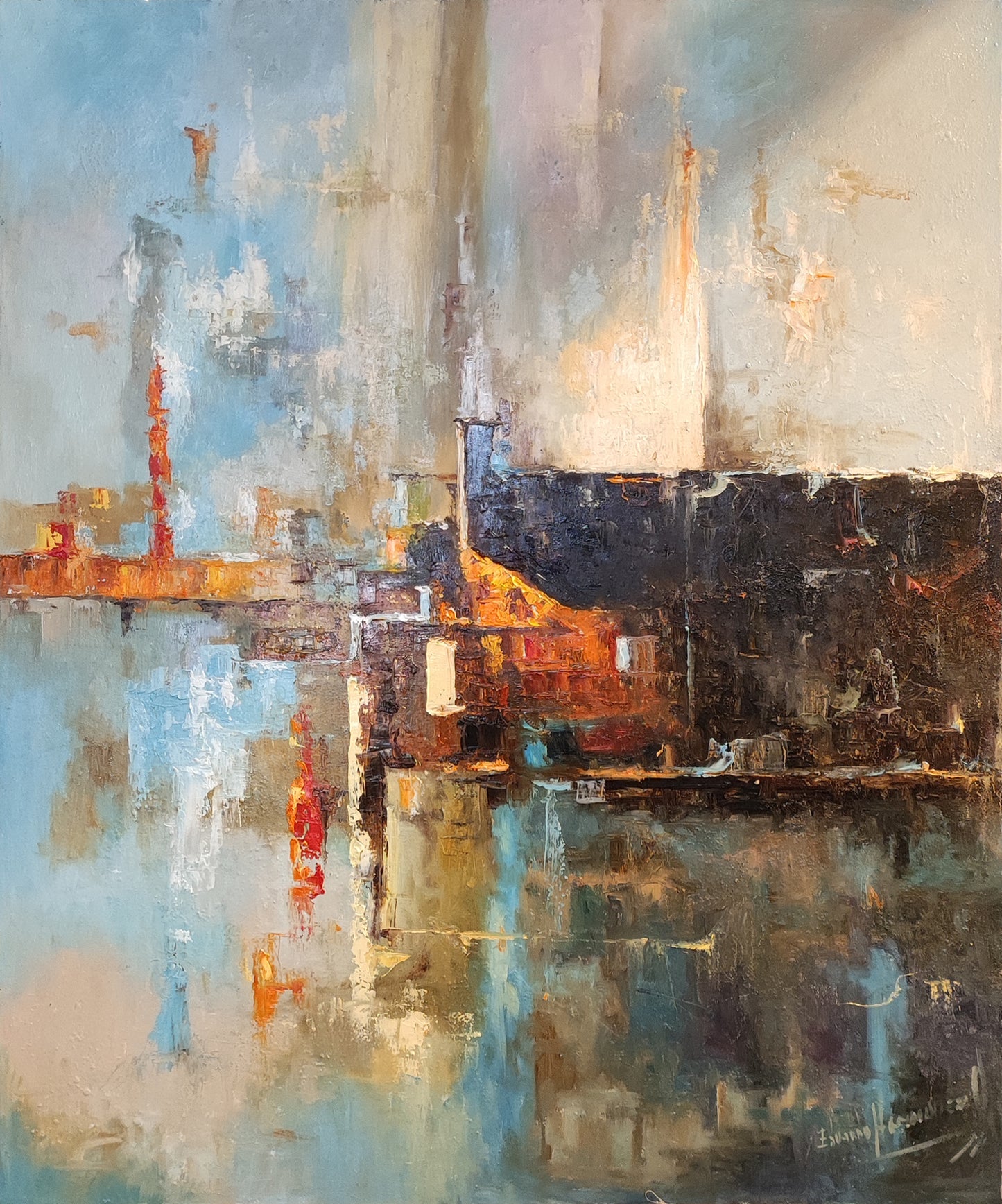 Muelle en azul - Eduardo Henríquez Ojeda (pintura)
