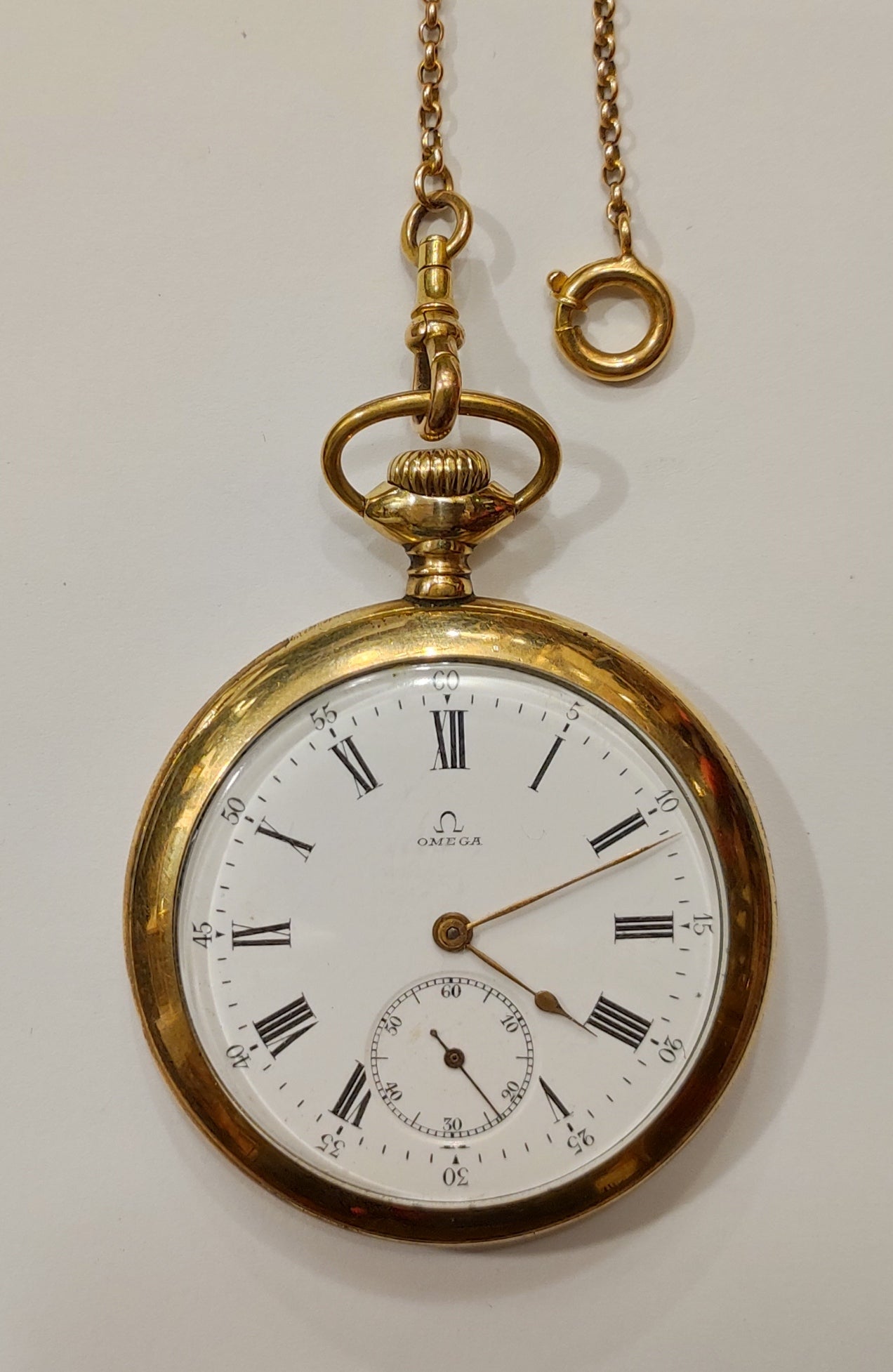 Reloj bolsillo mixto Omega/Elgin en oro Jorge Mashini - Antigüedades