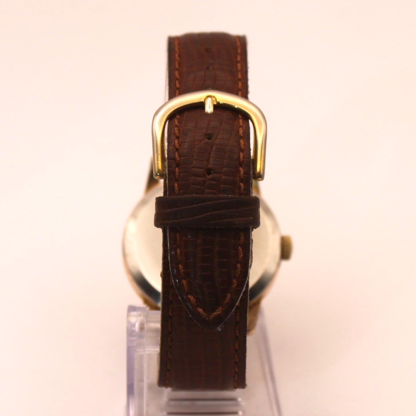 Reloj de pulsera Omega dorado (correa marrón)