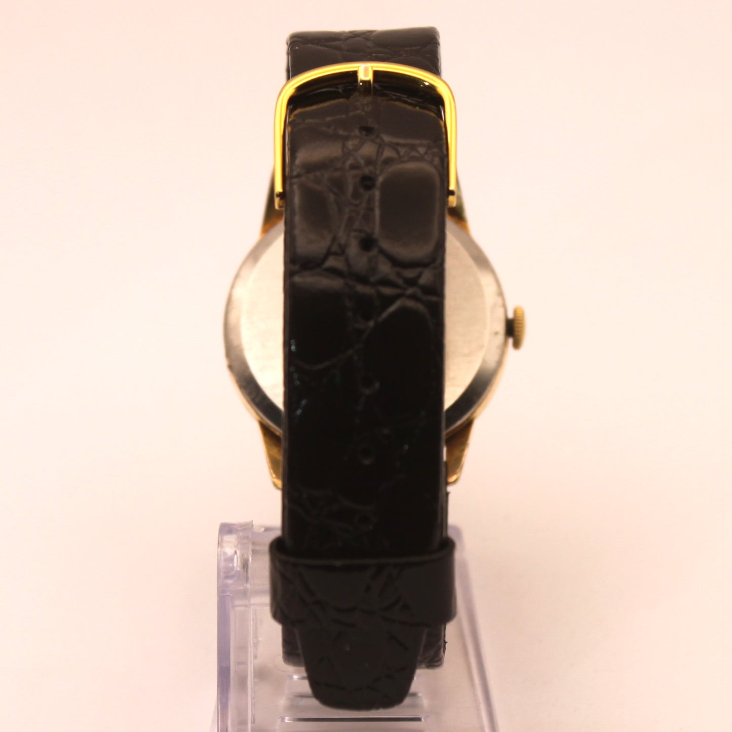 Reloj de pulsera Omega dorado (correa negra)