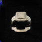 Anillo doble de diamantes sobre oro blanco de 10 quilates