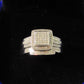 Anillo doble de diamantes sobre oro blanco de 10 quilates