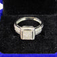 Anillo doble de diamantes sobre oro blanco de 10 quilates