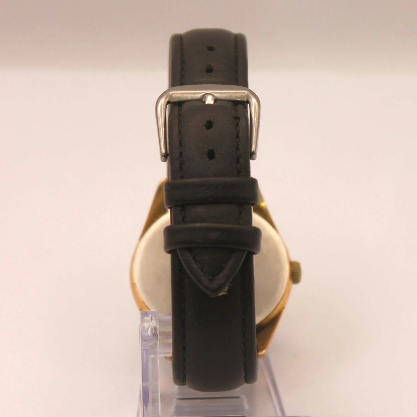 Reloj de pulsera Omega dorado (correa negra)