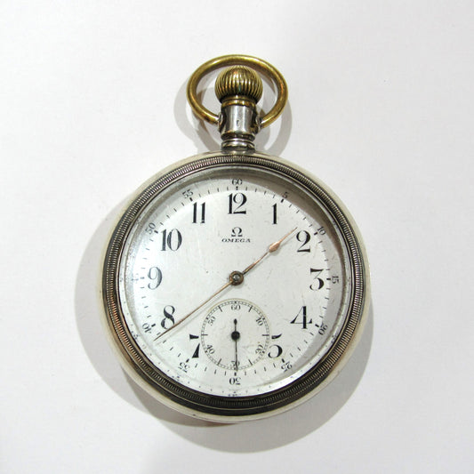 Reloj de bolsillo Omega en níquel (grande)