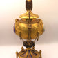 Cassolette neogótica de bronce dorado y porcelana esmaltada