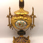 Cassolette neogótica de bronce dorado y porcelana esmaltada