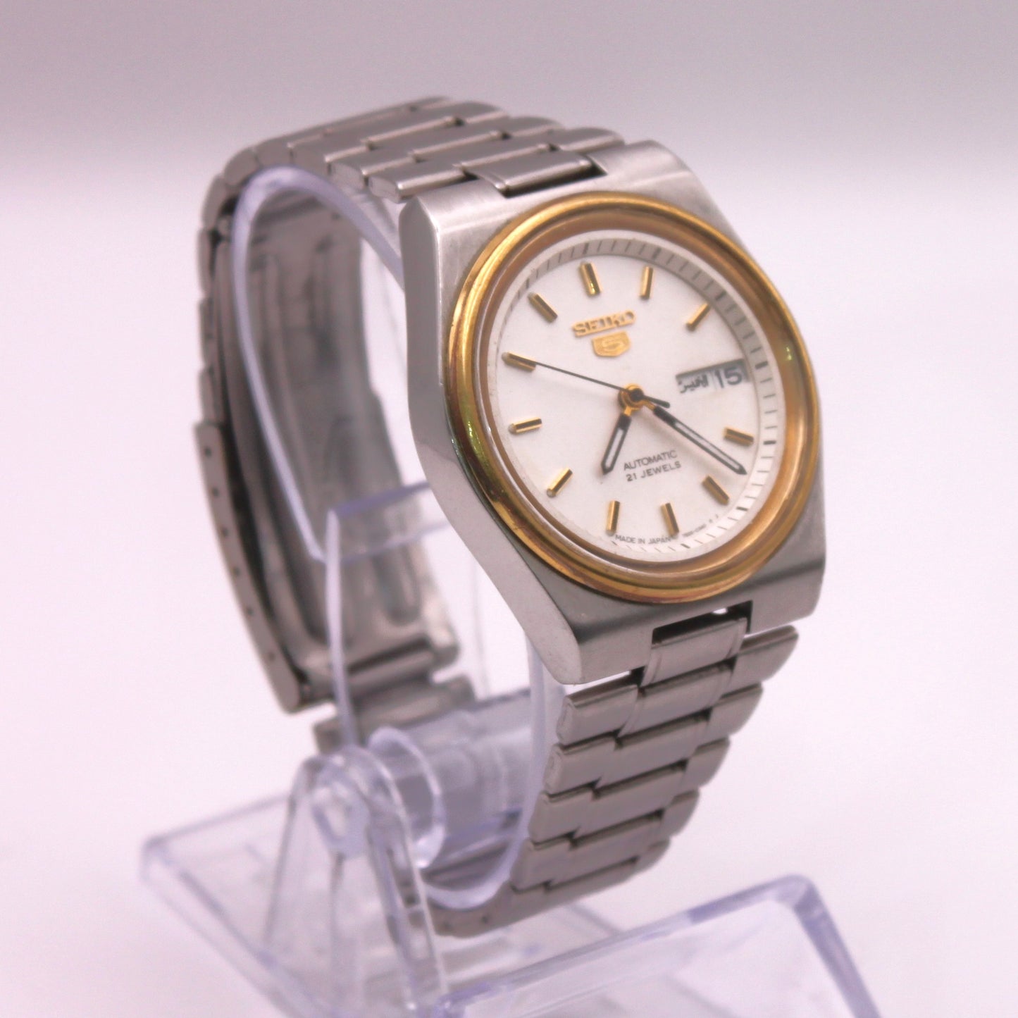 Reloj de pulsera Seiko 5 automático (días en inglés y árabe)