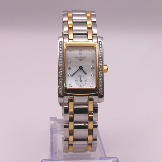 Reloj de pulsera Longines DolceVita de acero y oro con nácar y diamantes