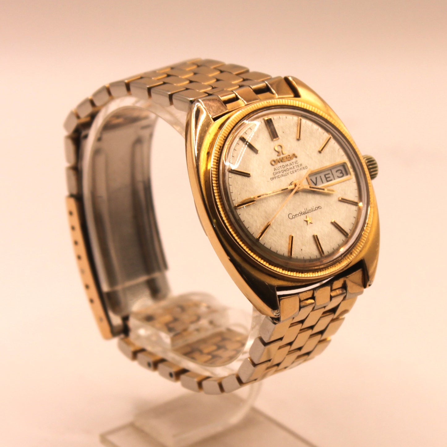 Reloj de pulsera Omega Constellation bañado en oro