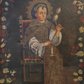 Virgen hilandera cuando niña - Arte colonial firmado (Rivera) (pintura)