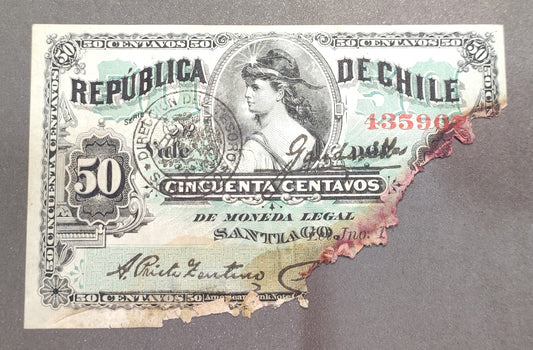 Billete de 50 centavos - República de Chile (10 de junio de 1891)