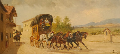 Carreta tirada por caballos - P. Jnkay (pintura)